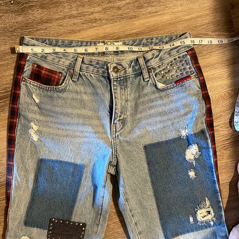 Free People We The Free Mixed Plaid Slim Flare - Picture 8 of 13